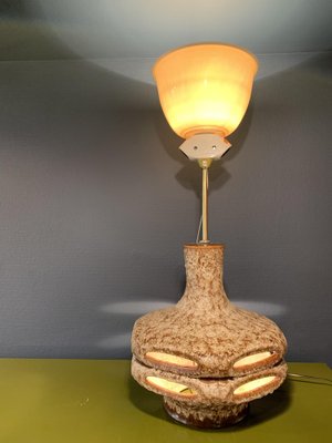 Mid-Century West German Stoneware Large Brutalist Lamp in the