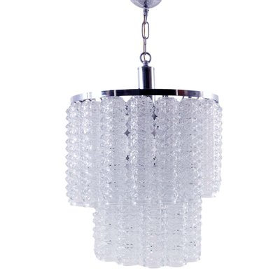Venetian Chandelier in Blown Transparent Murano Glass by Venini