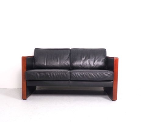 Walter Knoll Wilhelm 1970s, Cherry Brown Leather Sofa