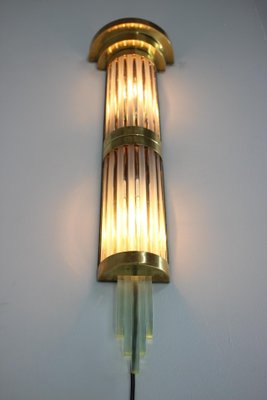 Art Deco Stil Flurlampe Wandlampe Massiv Messing Wandleuchte Weißer Glasschirm 