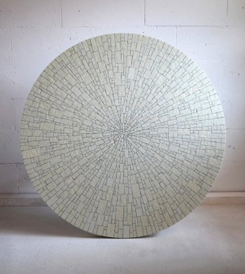 Mid Century Modern Round White Ceramic Mosaic Coffee Table by Heinz Lilienthal