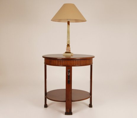 Mid Century Hollywood Regency Onyx, Small End Table With Lamp Attached