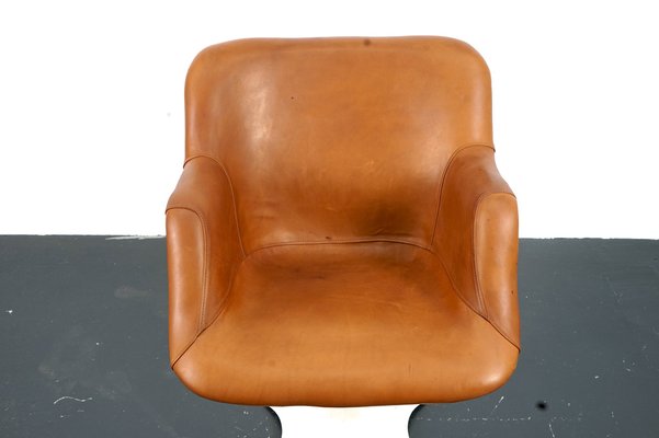 Cognac Leather Chair By Yrjo Kapuro, Cognac Leather Chair