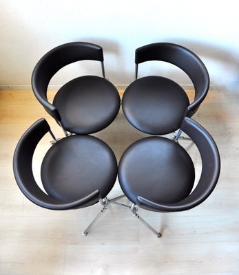 Vintage Tubular Steel And Leather Chairs By Werner Blaser 1960s Set Of 4 For Sale At Pamono