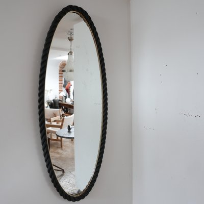 Large Mid Century Rope Mirror By Audoux, Oak Framed Mirrors At M S