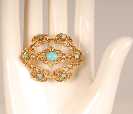 Grande Broche Bijou Vintage Signée 2078 - Style Tortillon, Couleur Or Poli, Parfait état