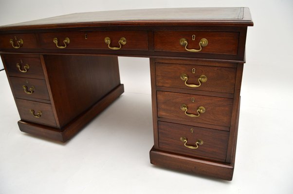 Antique Victorian Mahogany Leather Top, Antique Leather Top Desk