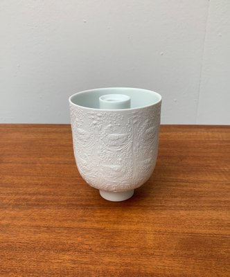 Weißer deutscher Mid-Century Kerzenhalter aus Porzellan von Bjørn Wiinblad für Rosenthal