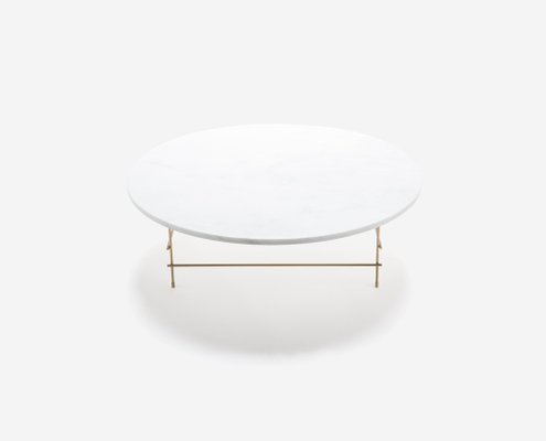 Marble Coffee Table By Joseph Vila, 80cm White Serena Italian Carrara Marble Coffee Table
