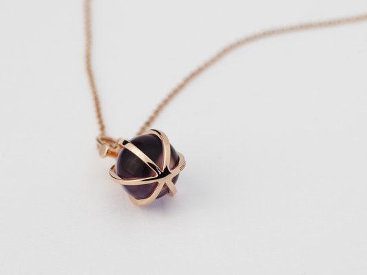 Modern Sacred 18k Solid Rose Gold Mini Crystal Orb Pendant Necklace with  Natural Amethyst by Rebecca Li