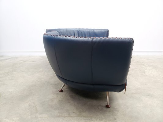 Model Ds 102 Curved Navy Blue Leather Sofa From De Sede For At Pamono Model Ds 102 Curved Navy Blue Leather, Navy Blue Leather Sofa And Chair