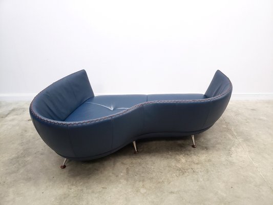 Model Ds 102 Curved Navy Blue Leather, Navy Blue Leather Sofa And Chair