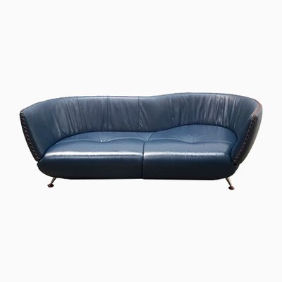 Model Ds 102 Curved Navy Blue Leather, Leather Curved Sofa