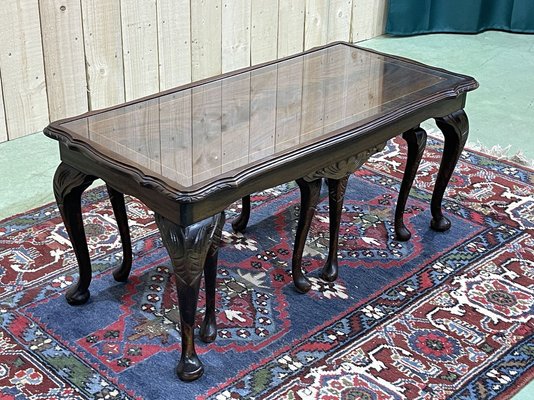 English Coffee Table / Stanley Webb Davies Arts Crafts Lakes School English Oak Coffee Tabl - Large glass top coffee table.