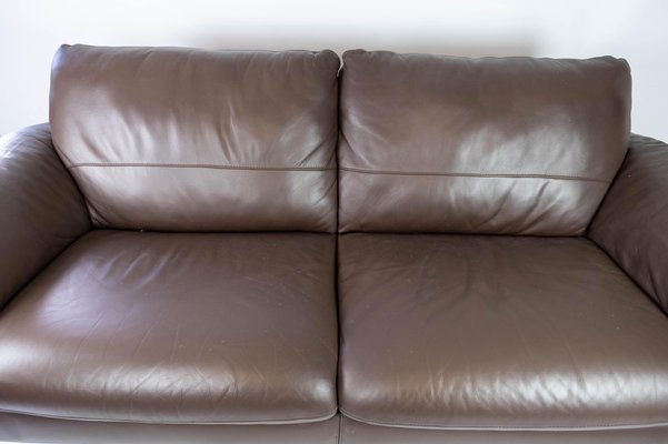 Large Two Seater Sofa In Brown Leather, Brown Leather Two Seater Sofa Bed