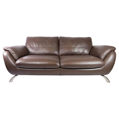 Large Two Seater Sofa In Brown Leather, Two Tone Brown Leather Sofa