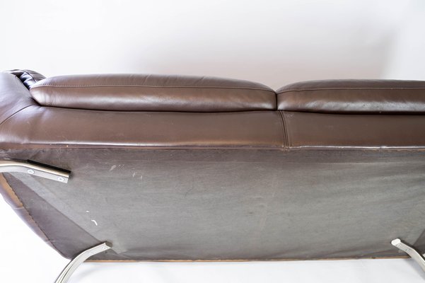 Large Two Seater Sofa In Brown Leather, Italsofa Brown Leather Chair