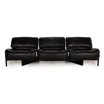 Black Leather Sofa By Vico Magistretti, Black Leather Sofa And Chair