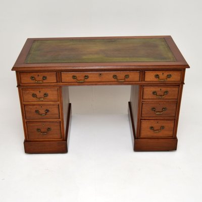 Antique Leather Top Pedestal Desk For, Antique Leather Top Writing Desk