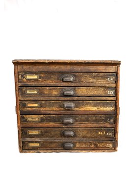 6-Drawer Wood and Metal Dresser, 1930s for sale at Pamono 6-Drawer Wood and Metal Dresser, 1930s for sale at Pamono