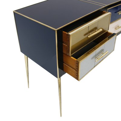 Mid-Century Modern Solid Wood and Colored Glass Sideboard, Italy