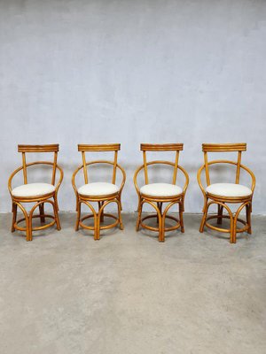 Vintage Bamboo Dining Chairs Set Of 4, Retro Dining Chairs Set Of 4