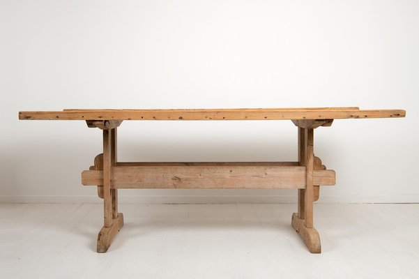 19th Century Swedish Pine Country Dining Trestle Table for sale at