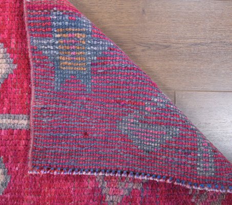 Turkish Vintage Hot Pink Handmade Wool, Hot Pink Rug