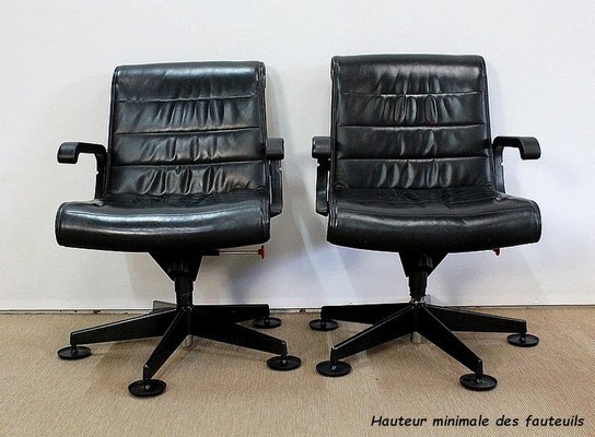 Leather Office Chairs attributed to Richard Sapper for Knoll Inc