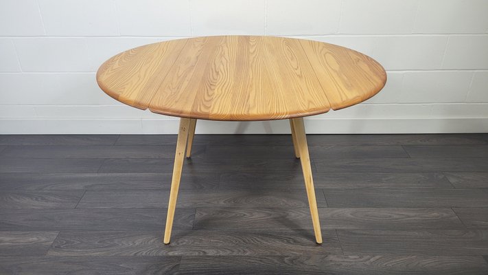Round Drop Leaf Dining Table By Lucian, Mid Century Modern Round Dining Table With Leaves