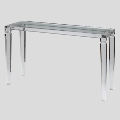 Italian Acrylic Glass Console Table, Glass Console Table Narrow