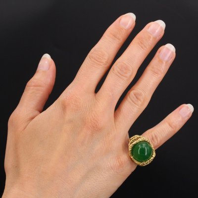 Anillo de oro amarillo de 18 kt con crisoprasa de 18 kt en venta