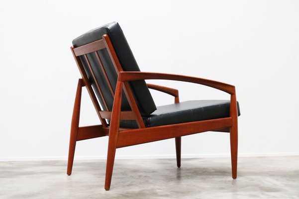 Danish Teak Paper Knife Lounge Chairs in Black by Kai Kristiansen