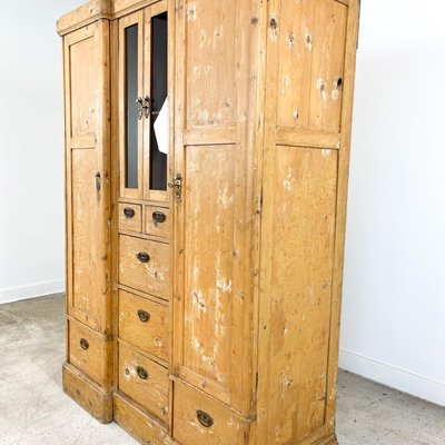 Antique Pine Wardrobe Or Cabinet For, Pine Wardrobe With Shelves