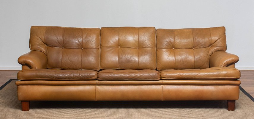 Quilted Camel Buffalo Leather Merkur, Century Quilted Leather Sofa