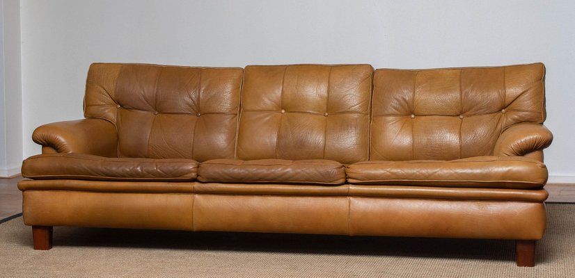 Quilted Camel Buffalo Leather Merkur, Century Quilted Leather Sofa
