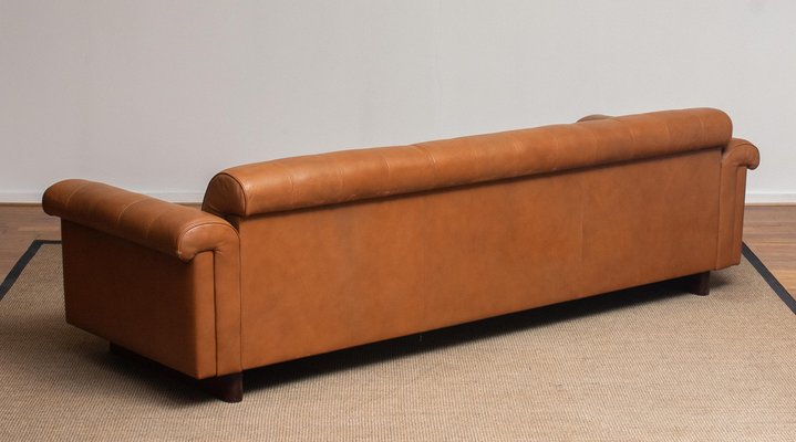 Sofa In Camel Colored Tufted Leather By, Tufted Camel Leather Sofa