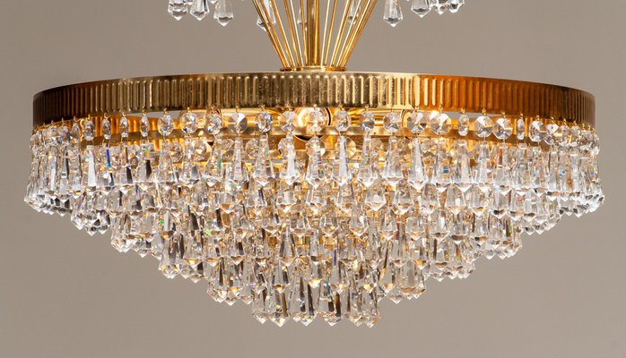 24 Carat Gold Plated And Faceted, Gold Tone Crystal Chandeliers