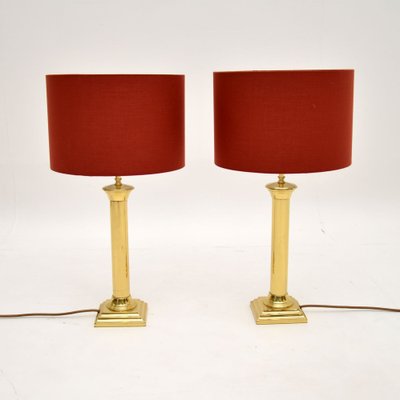 Vintage Solid Brass Table Lamps Set, Antique Brass Table Lamps Value