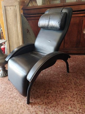 Black Leatherette Reclining Chair, Vintage Recliner Chair Black