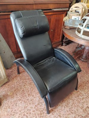 Black Leatherette Reclining Chair From Giovanardi Italy 1980s For At Pamono Black Leatherette Reclining Chair, Vintage Recliner Chair Black