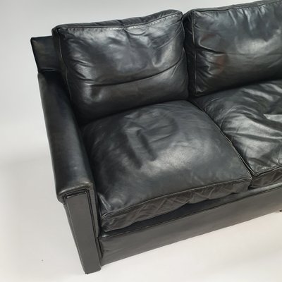 Mid Century Scandinavian Black Leather 3 Seater Sofa 1950s For At Pamono Mid Century Scandinavian Black Leather, 50s Style Leather Sofa