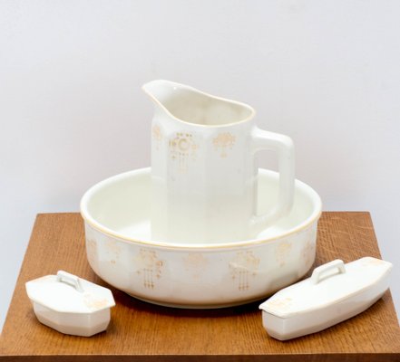 Art Nouveau Ceramic Wash Bowl and Pitcher Set, 1900s, Set of 4 for sale at  Pamono, image size:441x400