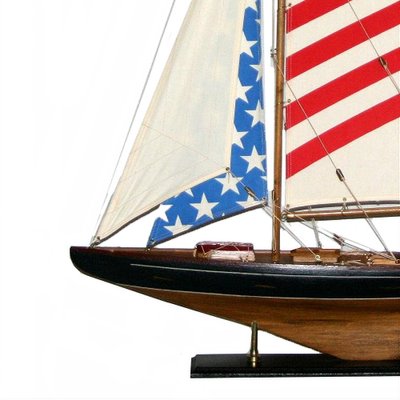 Vintage Wooden Scale Model of a Sailing 