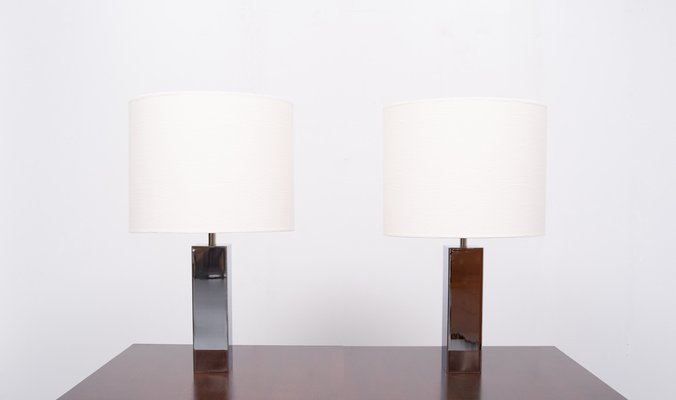 Chrome Square Table Lamps By Goffredo, Square Antique White Table Lamp
