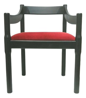 1960s Vico Magistretti for Artemide First Series Carimate Arm Chair Black w Cord 