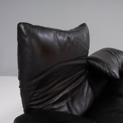 Maralunga Black Leather Sofa By Vico, Black Leather Sofa Cushions