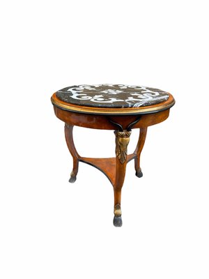 Vintage Round Coffee Table With Marble Top And Friezes For At Pamono Vintage Round Coffee Table With Marble, Antique Round Side Table With Marble Top