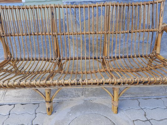 Three Seater Sofa in Rattan with Original Cushions 1950s for sale