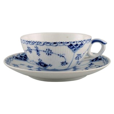 Royal Copenhagen Model Number 1/525 Blue Fluted Half Lace Teacup